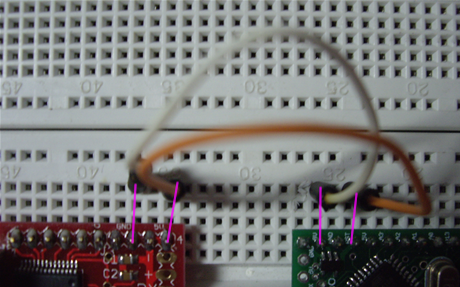 adapter to breadboard link both of 5v and gnd each other